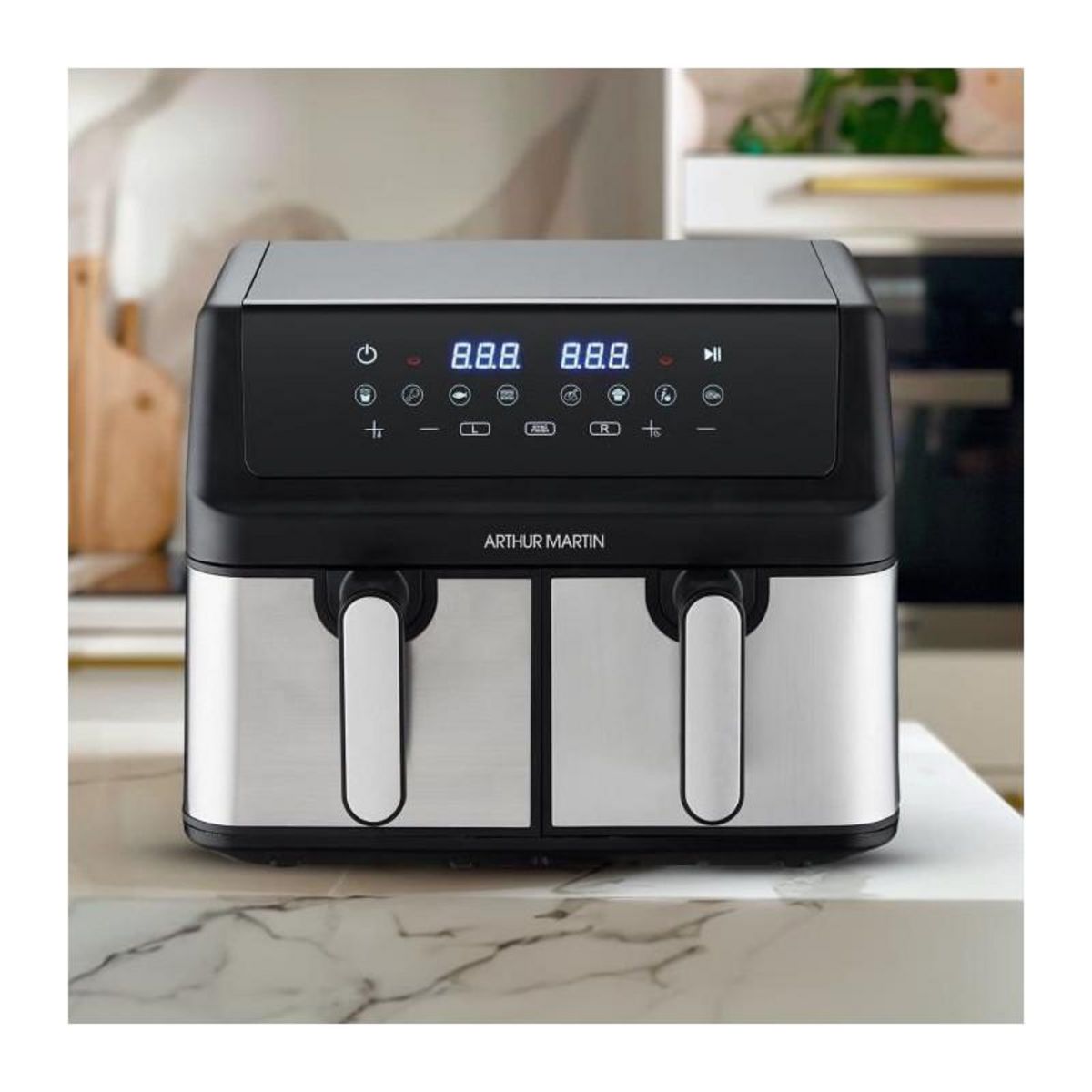 Arthur Martin Friteuse sans huile - ARTHUR MARTIN - Airfryer AMPF9 - 2 cuves de 4,5L - 2000W - Affichage LED
