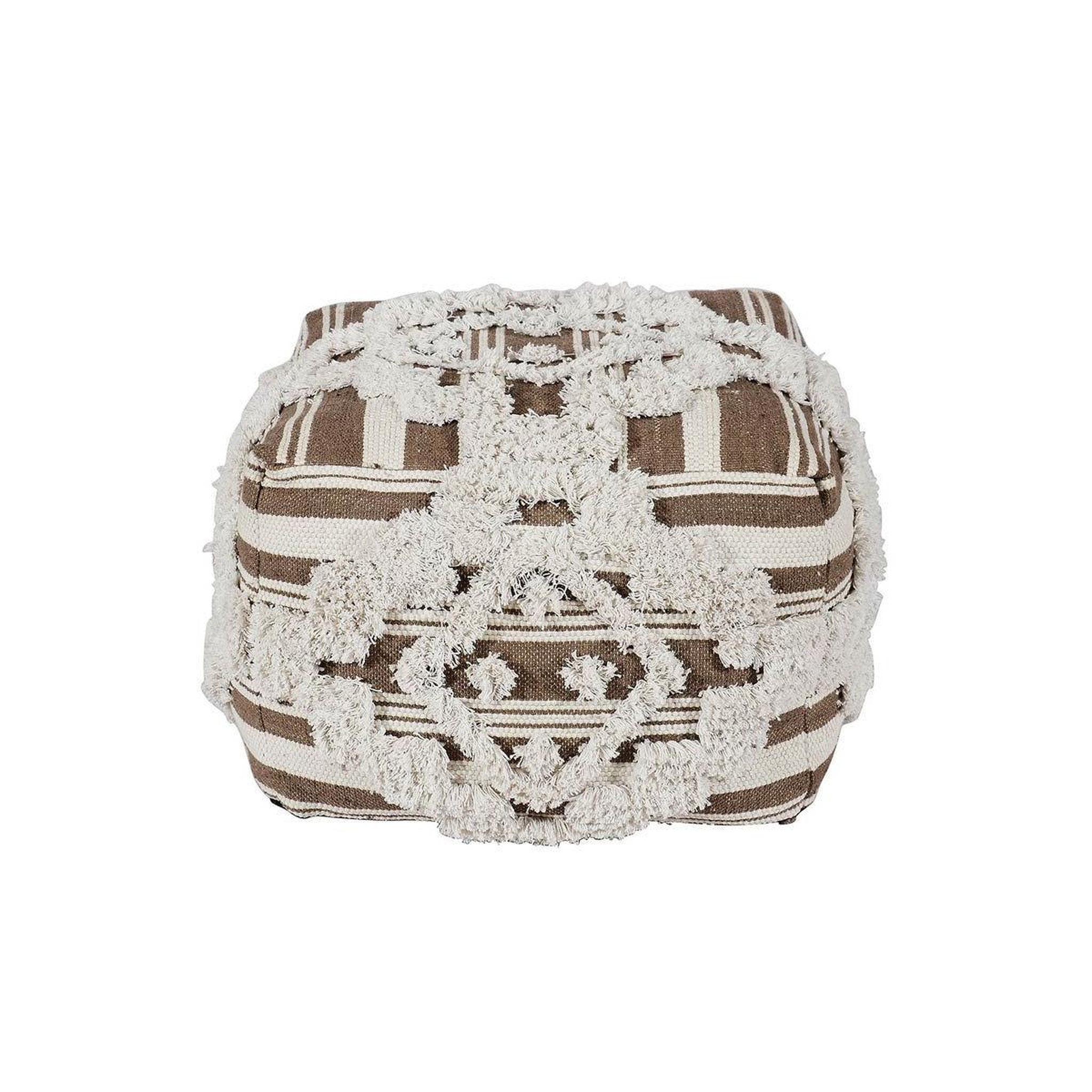 Voir la diapositive 2 : Paris Prix Pouf en Tissu Macramé  Tougan  60cm Marron
