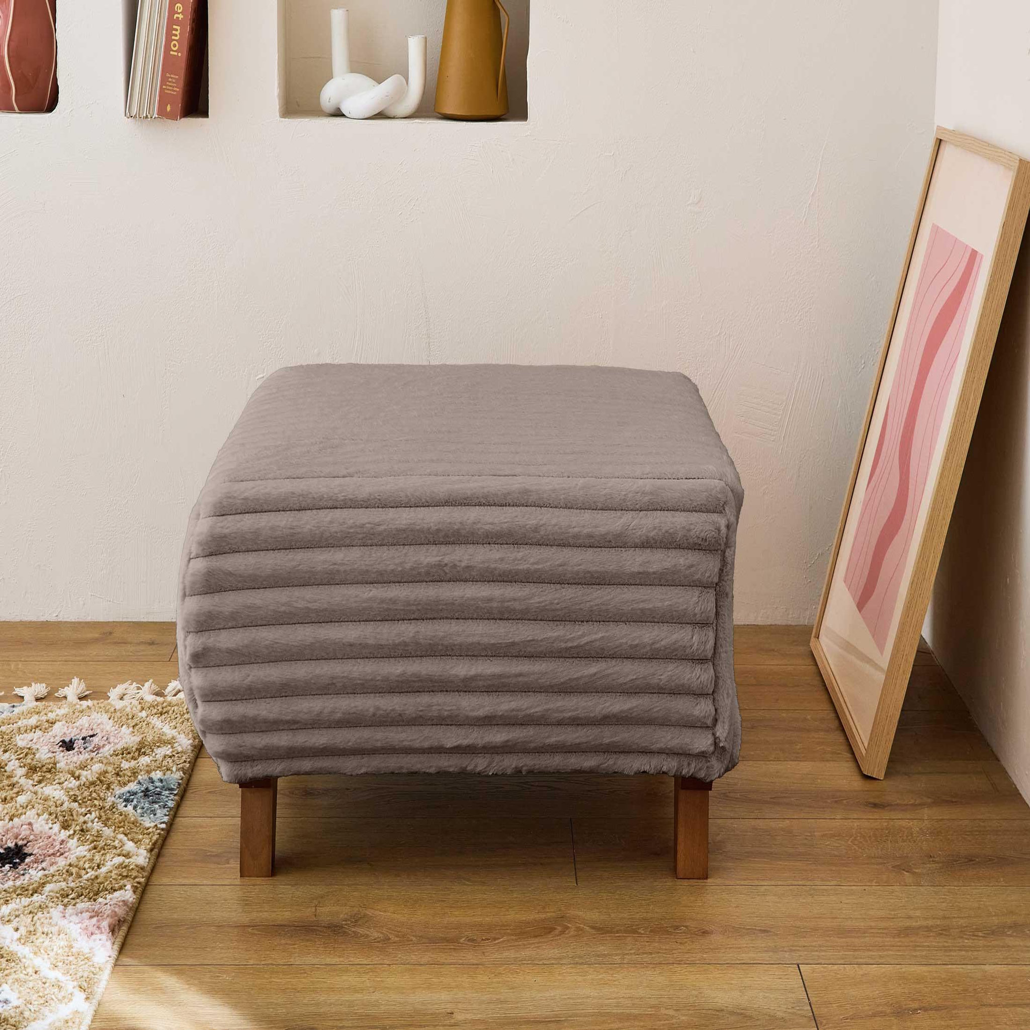 Voir la diapositive 2 : BEST MOBILIER Cristal - pouf modulable - 65 cm - en fausse fourrure côtelée