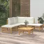 VIDAXL Salon de jardin 6 pcs avec coussins blanc creme bambou