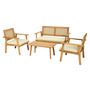 Voir la diapositive 2 : BEST MOBILIER Siboney - salon bas de jardin 4 places - bois, cannage et coussins beiges