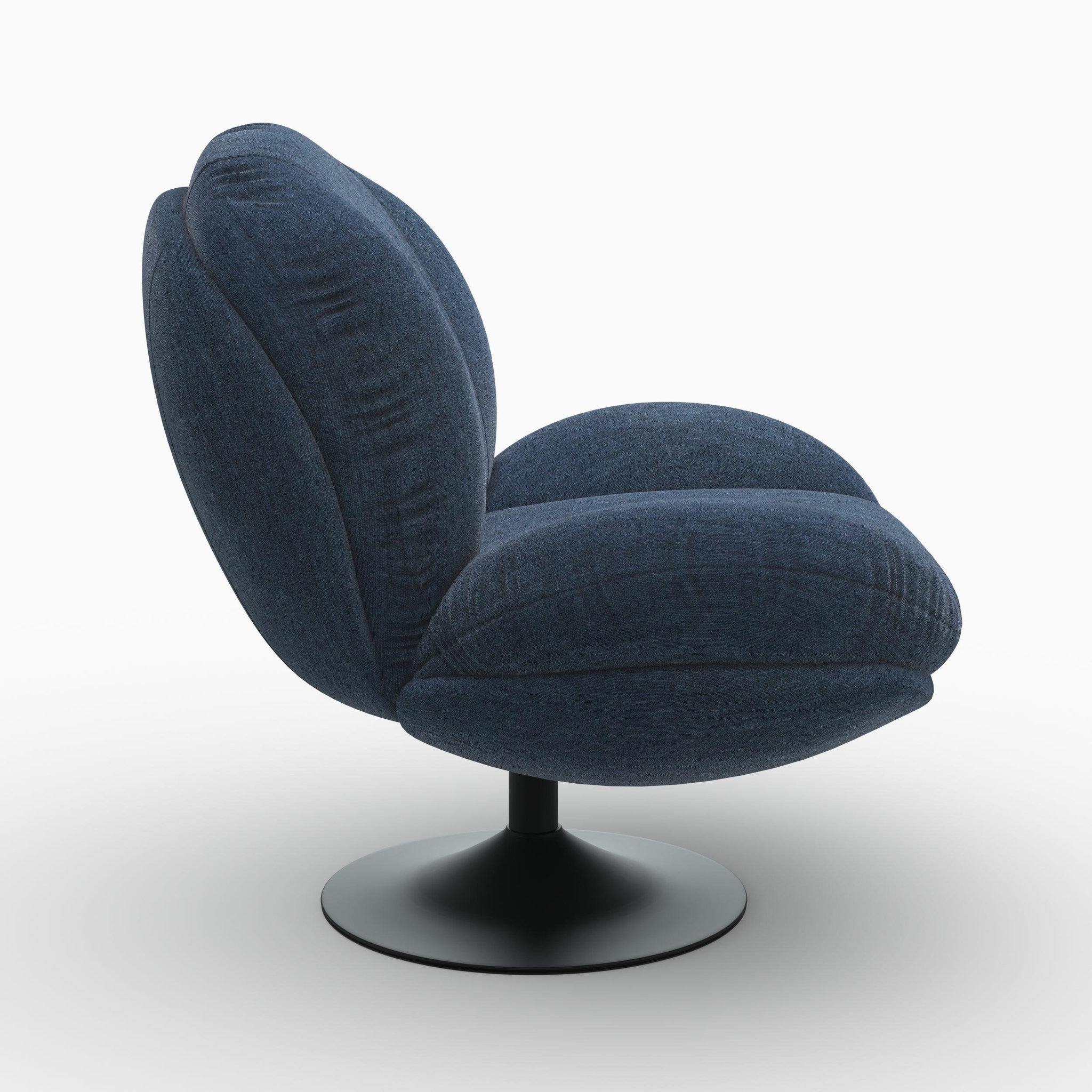 Voir la diapositive 5 : MAISON PAVANE Fauteuil pivotant en tissu effet velours bleu nuit-ricci