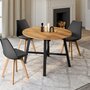 Voir la diapositive 4 : ID MARKET Table à manger extensible ronde MADELEINE 4-6 personnes bois et métal noir 110 - 150 cm