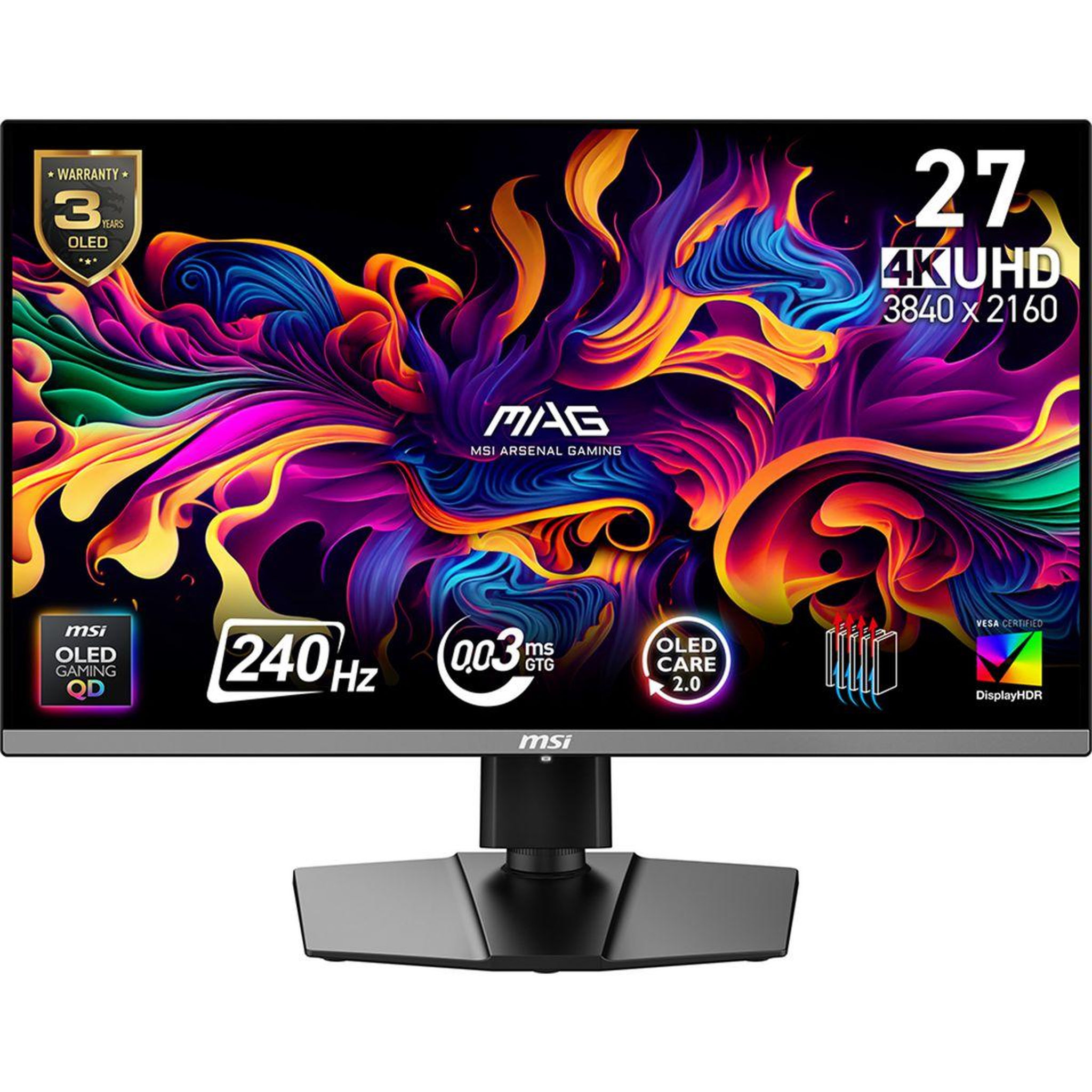 Voir la diapositive 2 : MSI Ecran pc gamer mag 272up x24 27  4k 240hz qd-oled hdr true black 400 hdmi 2.1 usb-c 15w adaptive-sync