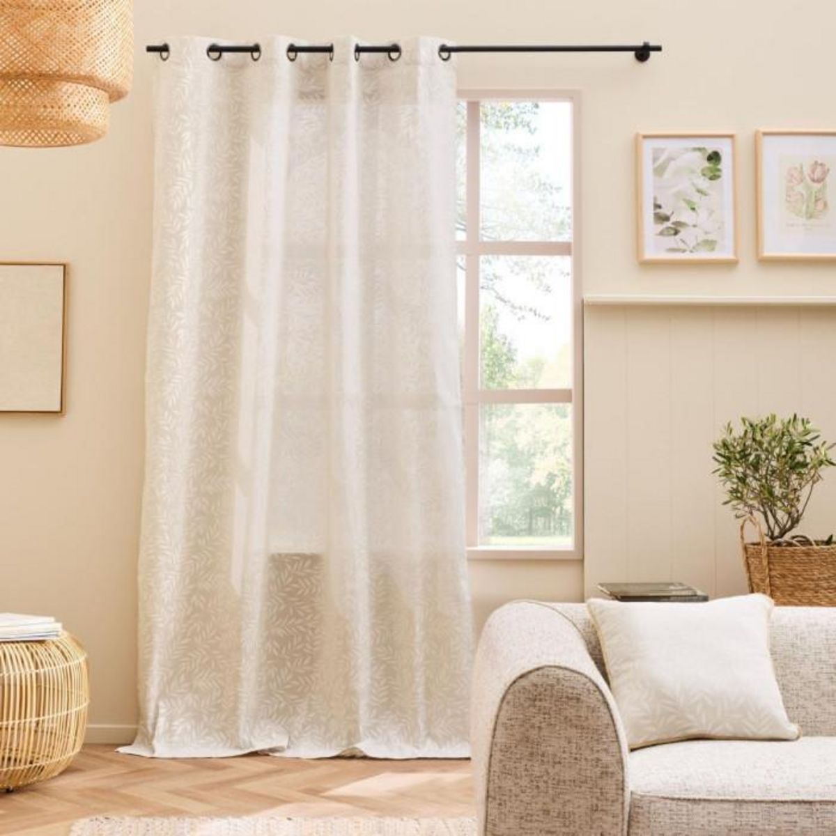 Paris Prix Coussin Déco Imprimé  Naya  45x45cm Naturel