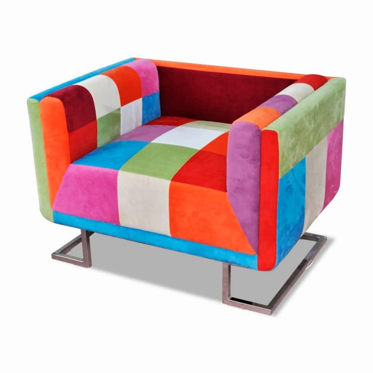 VIDAXL Fauteuil cube avec design de patchwork Chrome Tissu