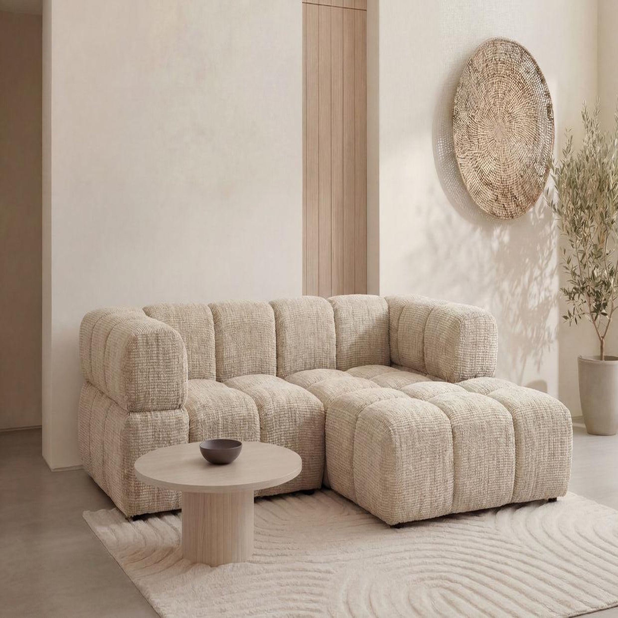 Voir la diapositive 2 : CASANOVA PARIS Gustave - canapé d'angle tissu chenille 4 places