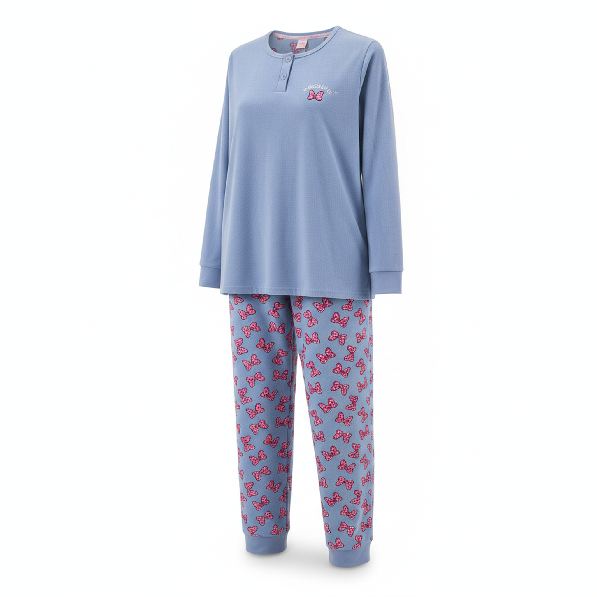Voir la diapositive 1 : OZABI Ozabi ensemble pyjama femme coton doublé polaire broderie lurex