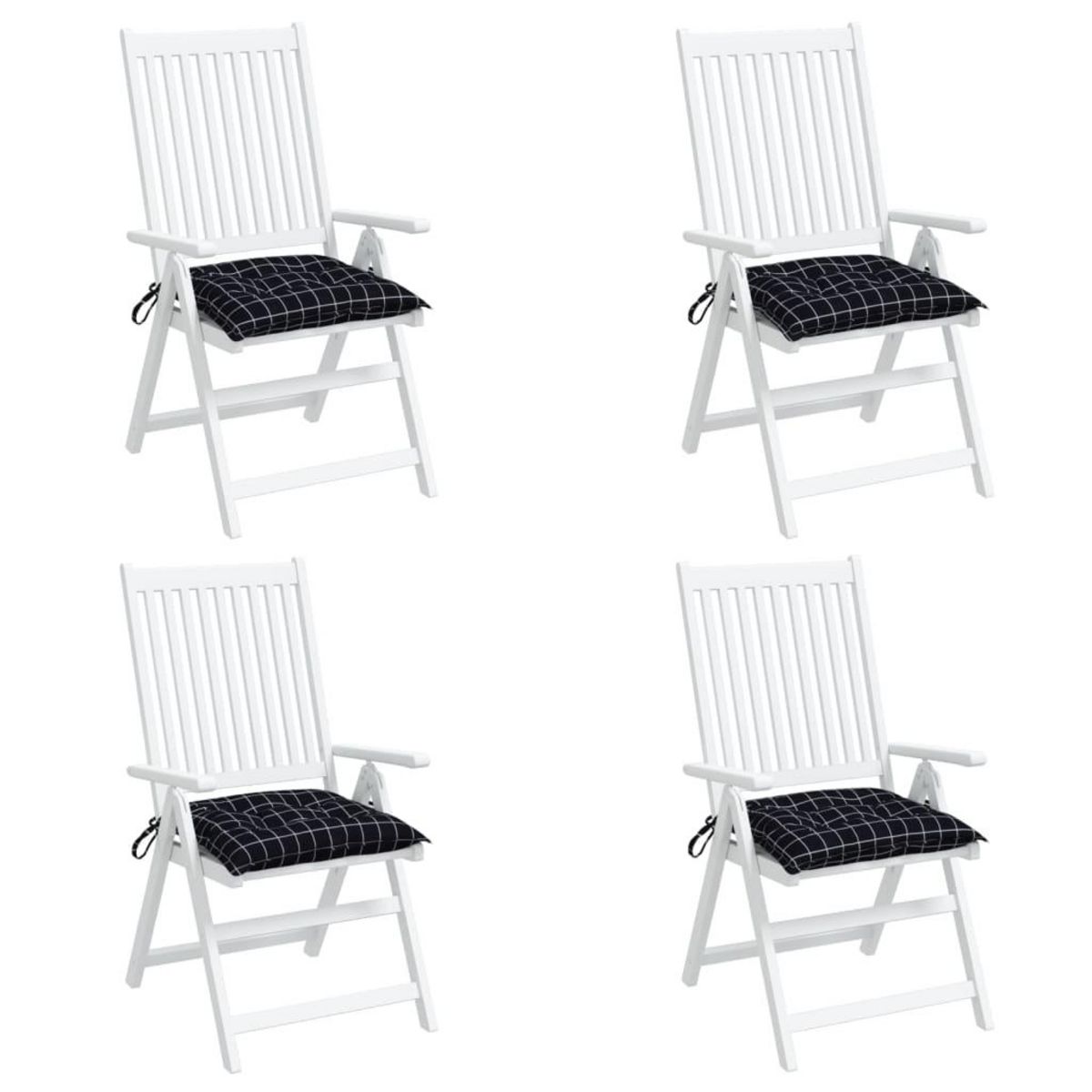 VIDAXL Coussins de chaise lot de 4 carreaux noir 40x40x7 cm tissu