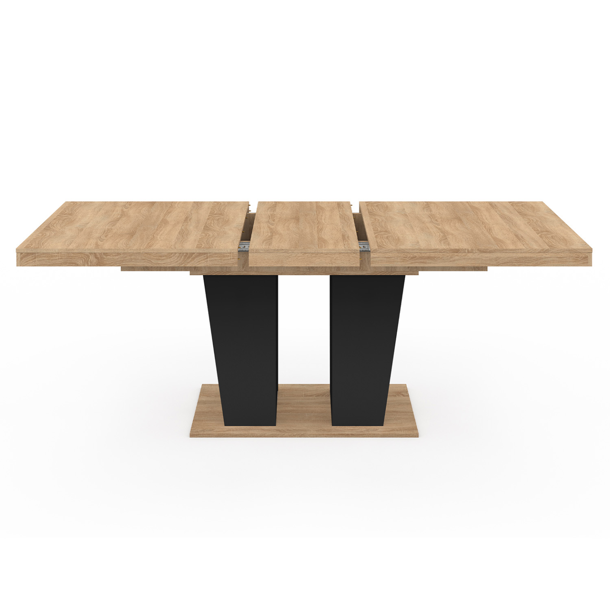 Voir la diapositive 3 : ID MARKET Table à manger extensible rectangle eliad 6-10 personnes bois et noir 160-200 cm