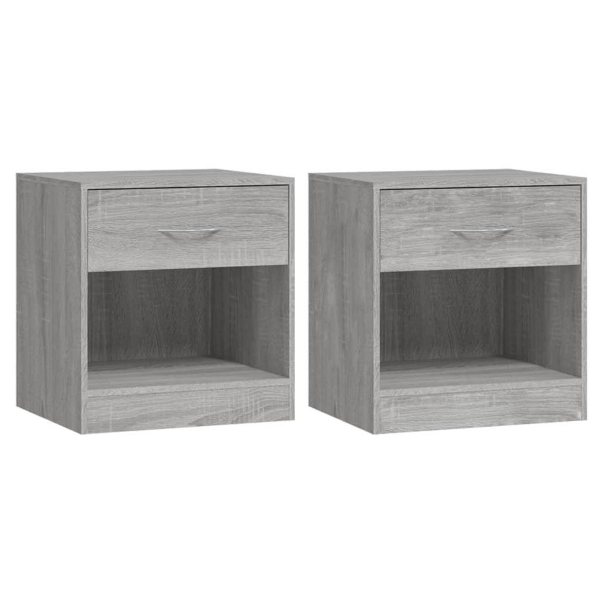 VIDAXL Tables de chevet 2 pcs avec tiroir Sonoma gris