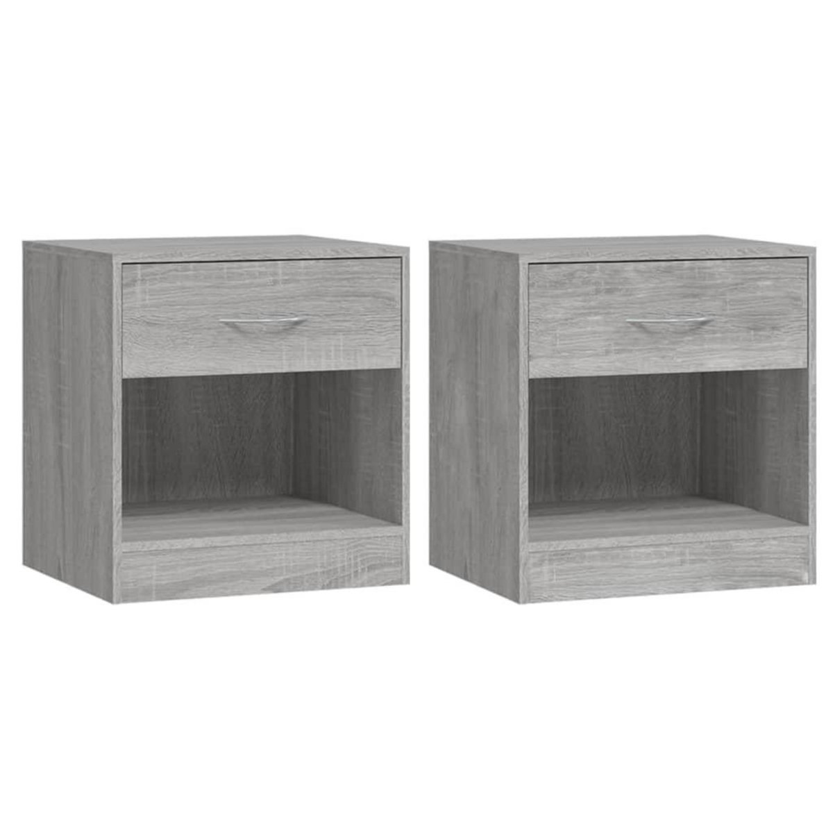 VIDAXL Tables de chevet 2 pcs avec tiroir Sonoma gris
