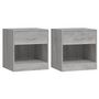 Voir la diapositive 2 : VIDAXL Tables de chevet 2 pcs avec tiroir Sonoma gris