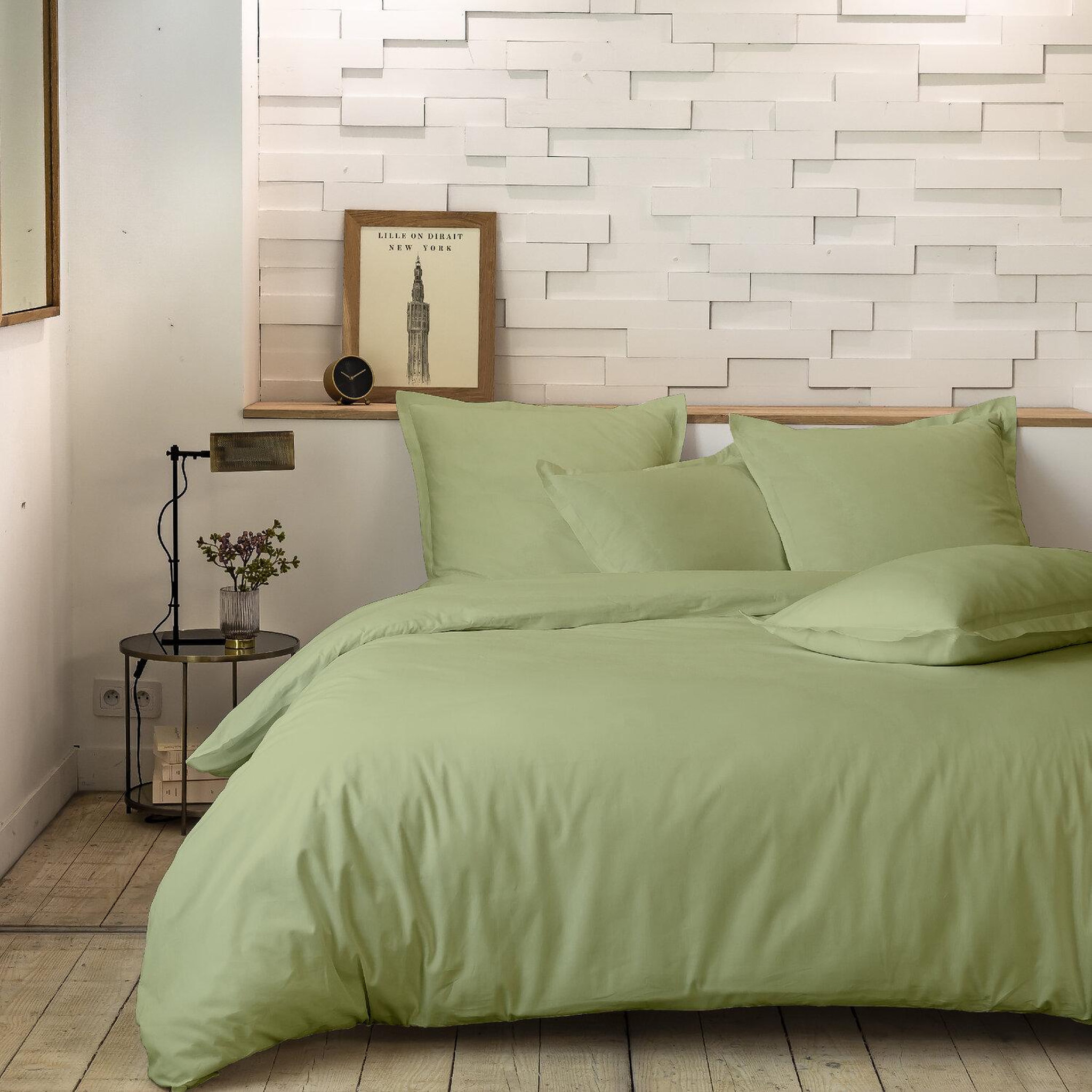 Voir la diapositive 1 : Home collection Parure de couette 100%percale de coton 80 fils/cm2-uni lin