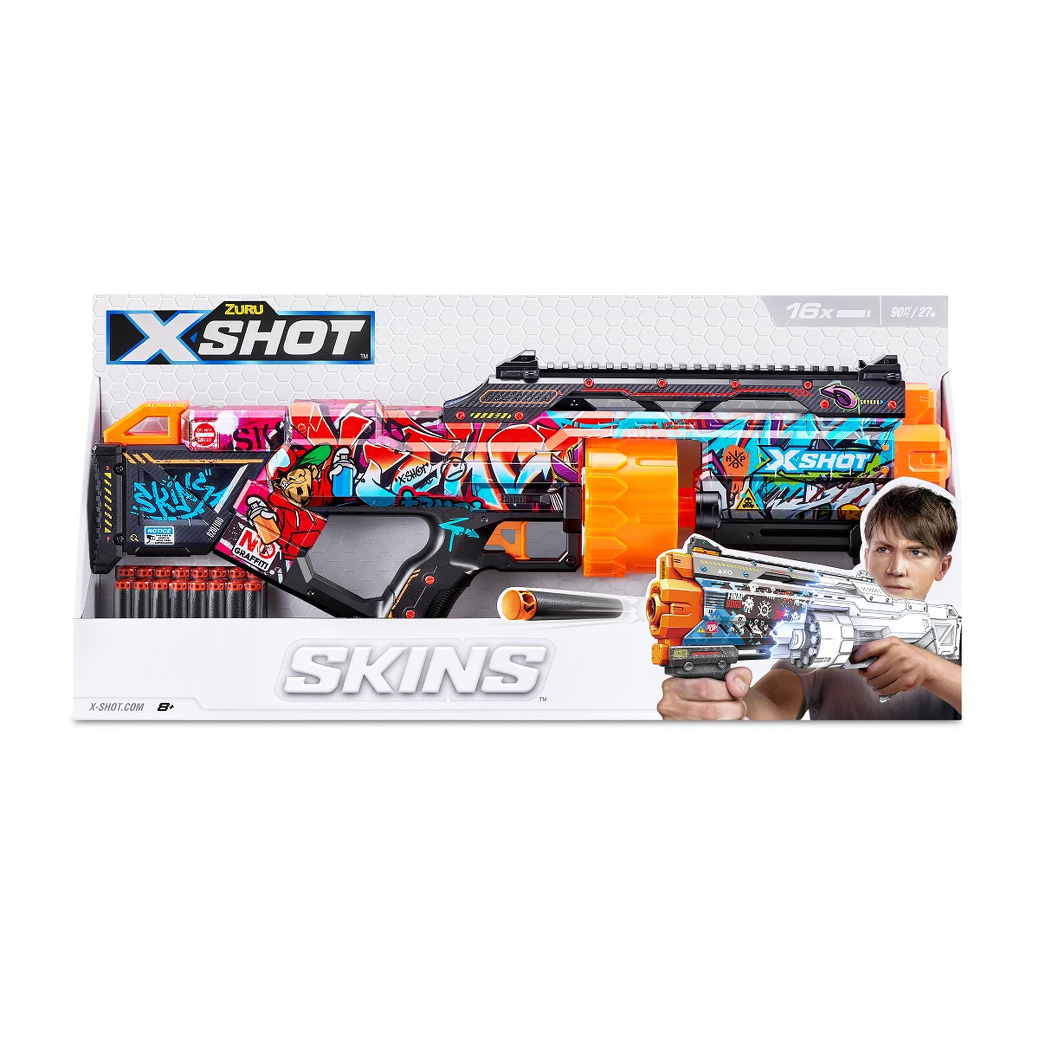 ZURU Pistolet Xshot Skins Last Stand 16 fléchettes