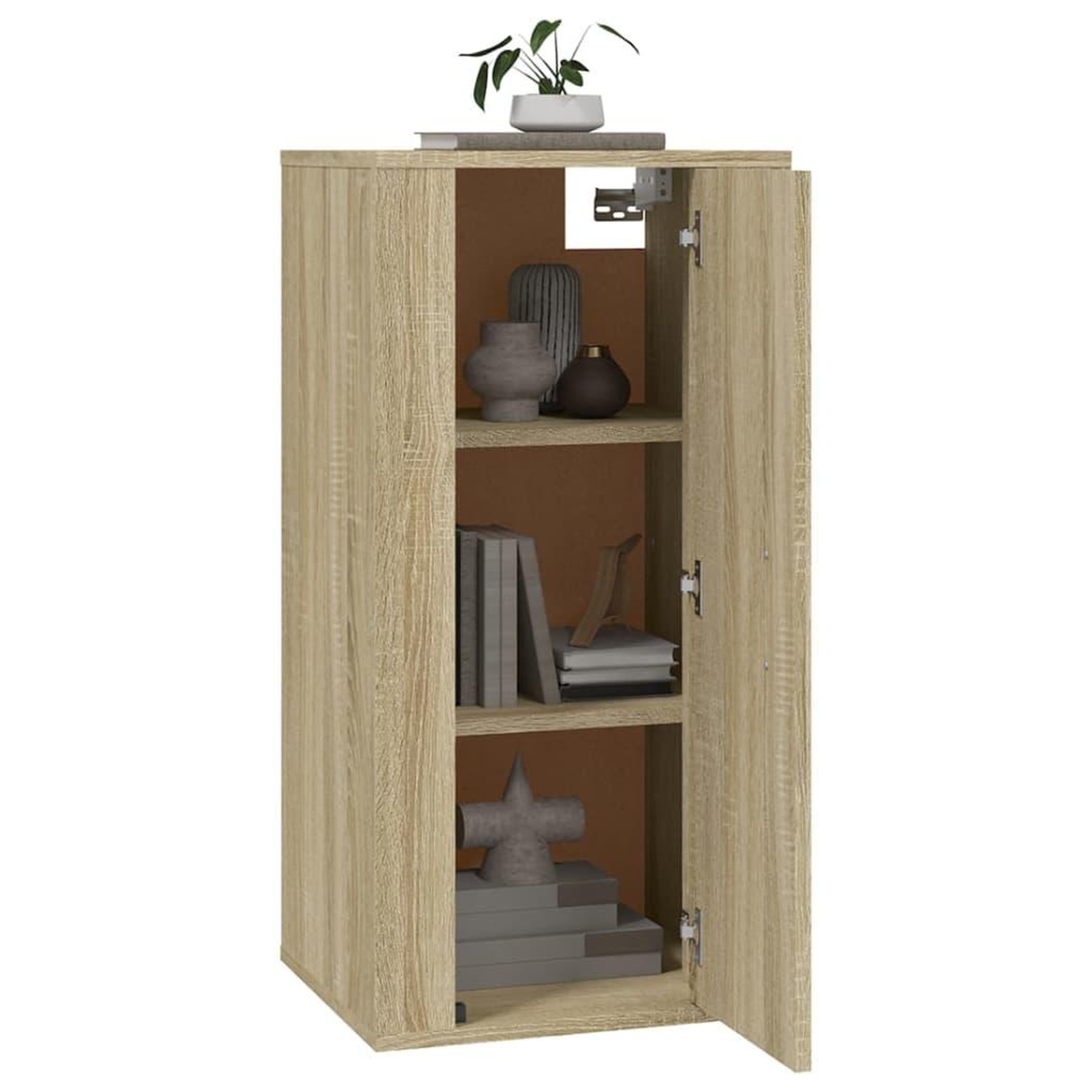 Voir la diapositive 3 : VIDAXL Meuble TV mural Chene sonoma 40x34,5x80 cm