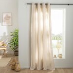 FUTURE HOME Rideau uni en gaze de coton oeillets à l'unité 140x260cm. Coloris disponibles : Blanc, Marron, Bleu, Beige, Gris, Vert, Rose