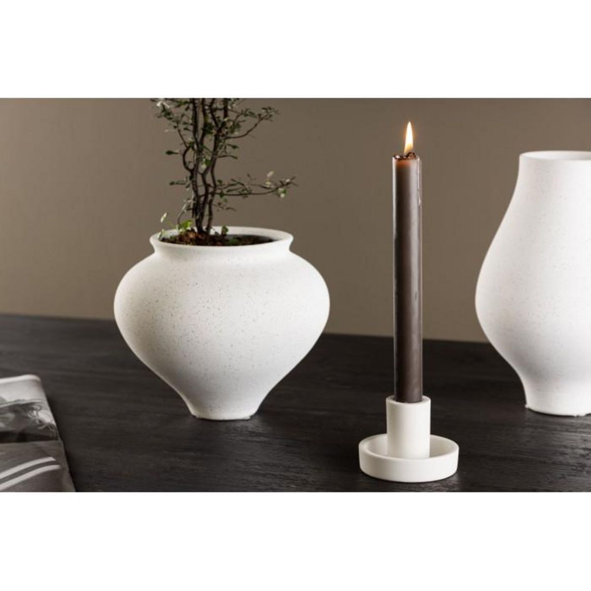 Paris Prix Bougeoir Design en Argile  Ceco  11cm Blanc