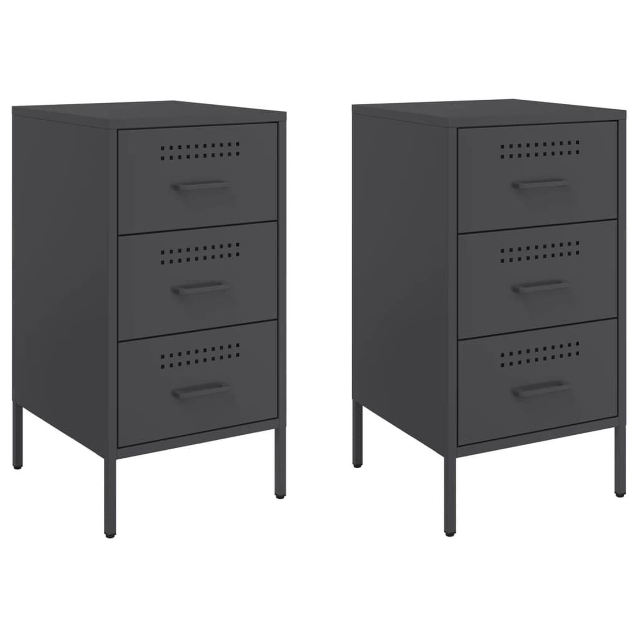 Voir la diapositive 2 : VIDAXL Tables de chevet 2 pcs noir 36x39x68 cm acier