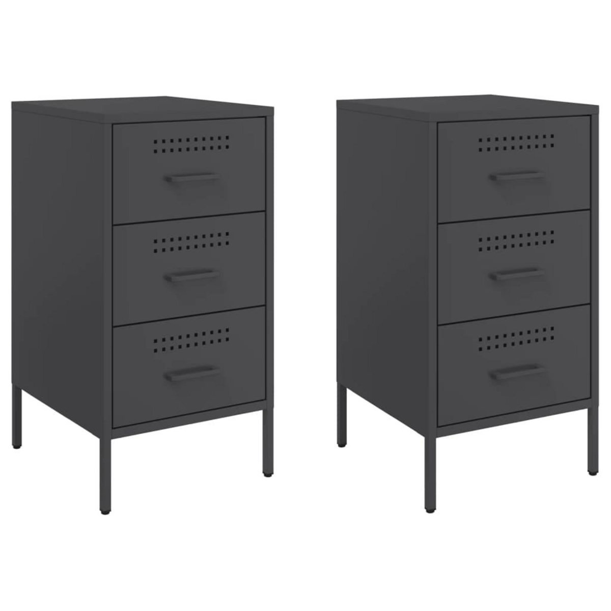 VIDAXL Tables de chevet 2 pcs noir 36x39x68 cm acier