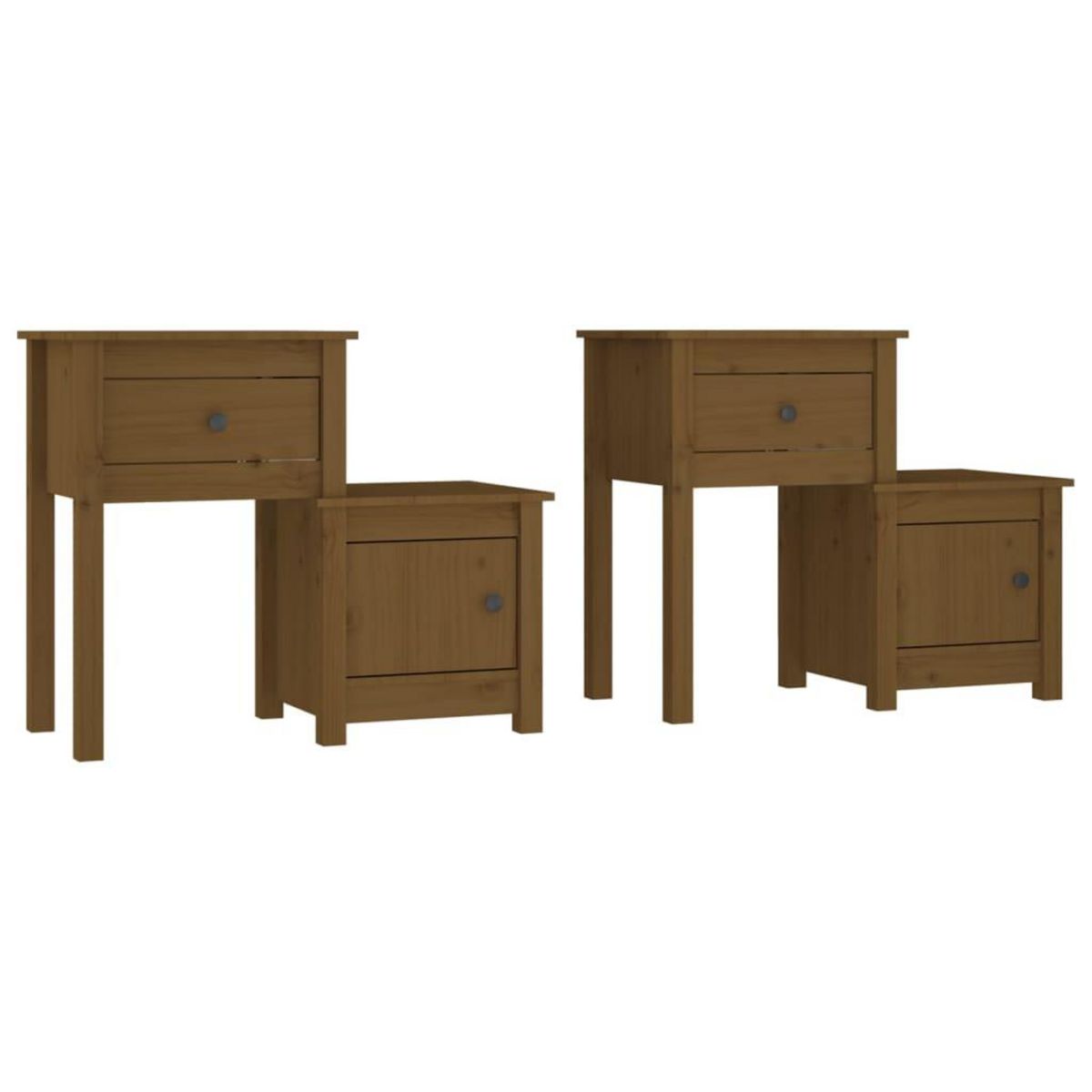 VIDAXL Tables de chevet 2 pcs Marron miel 79,5x38x65,5 cm Pin solide