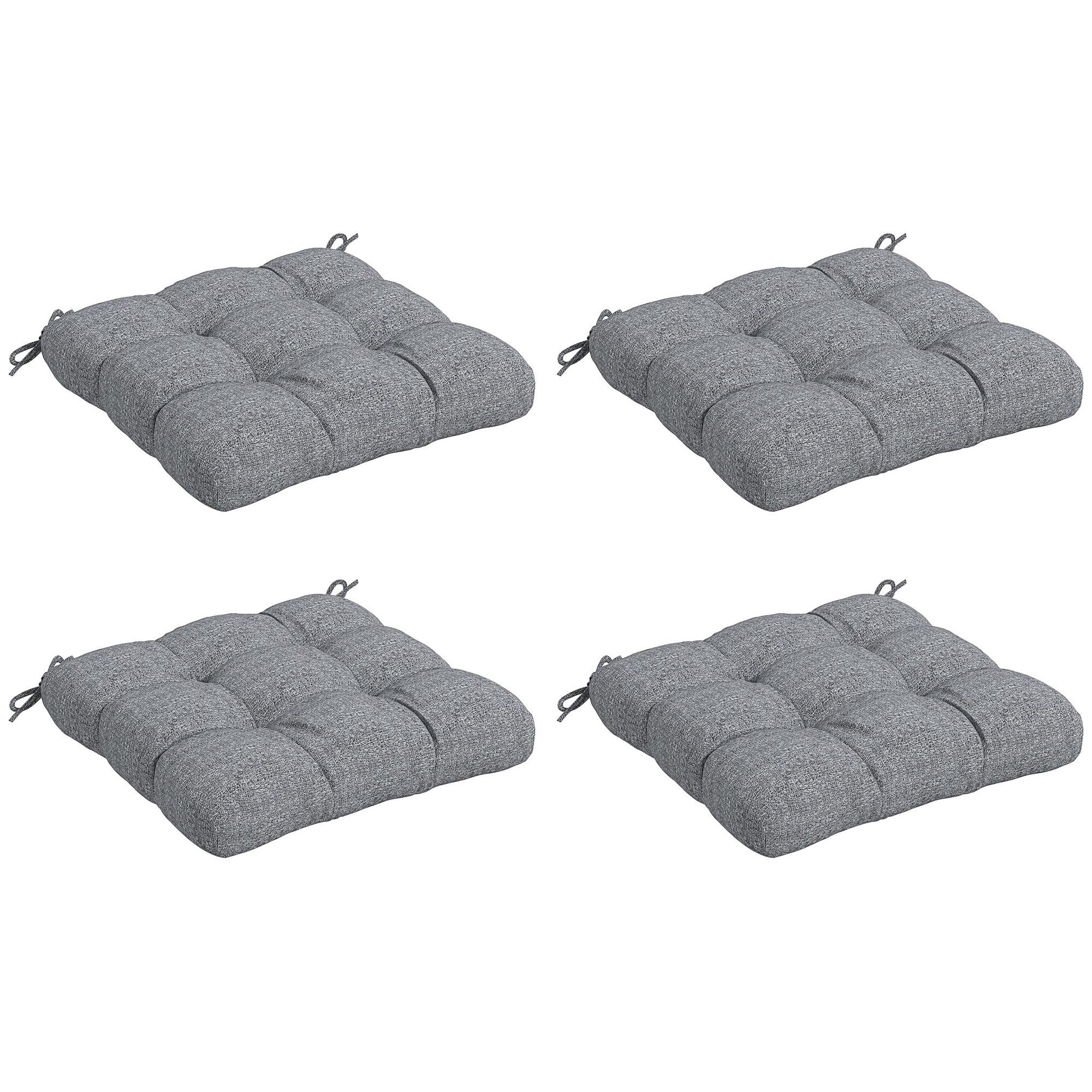 OUTSUNNY Lot de 4 coussins de chaise de jardin avec attaches gris