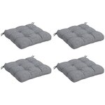 OUTSUNNY Lot de 4 coussins de chaise de jardin avec attaches gris