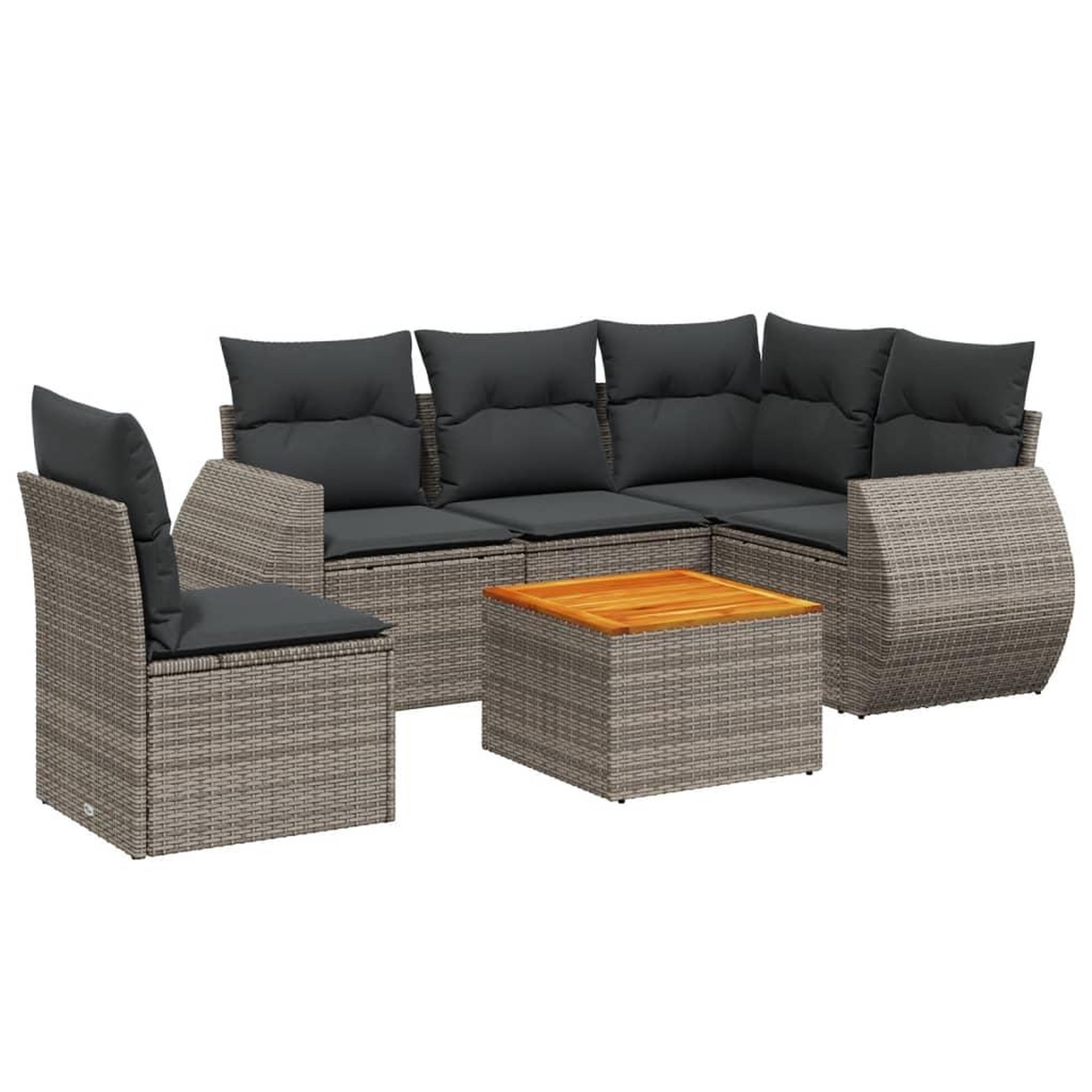 Voir la diapositive 2 : VIDAXL Salon de jardin 6 pcs avec coussins gris resine tressee