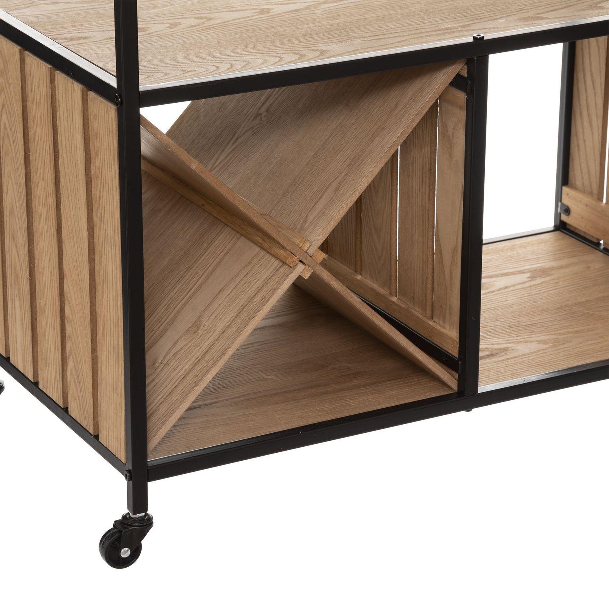 Voir la diapositive 4 : ATMOSPHERA Desserte Bakos grand modèle en métal et MDF - Beige et noir