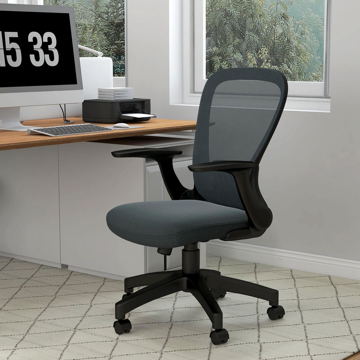 VINSETTO Chaise de bureau ergonomique - soutien lombaire, hauteur réglable, pivotante - noir anthracite