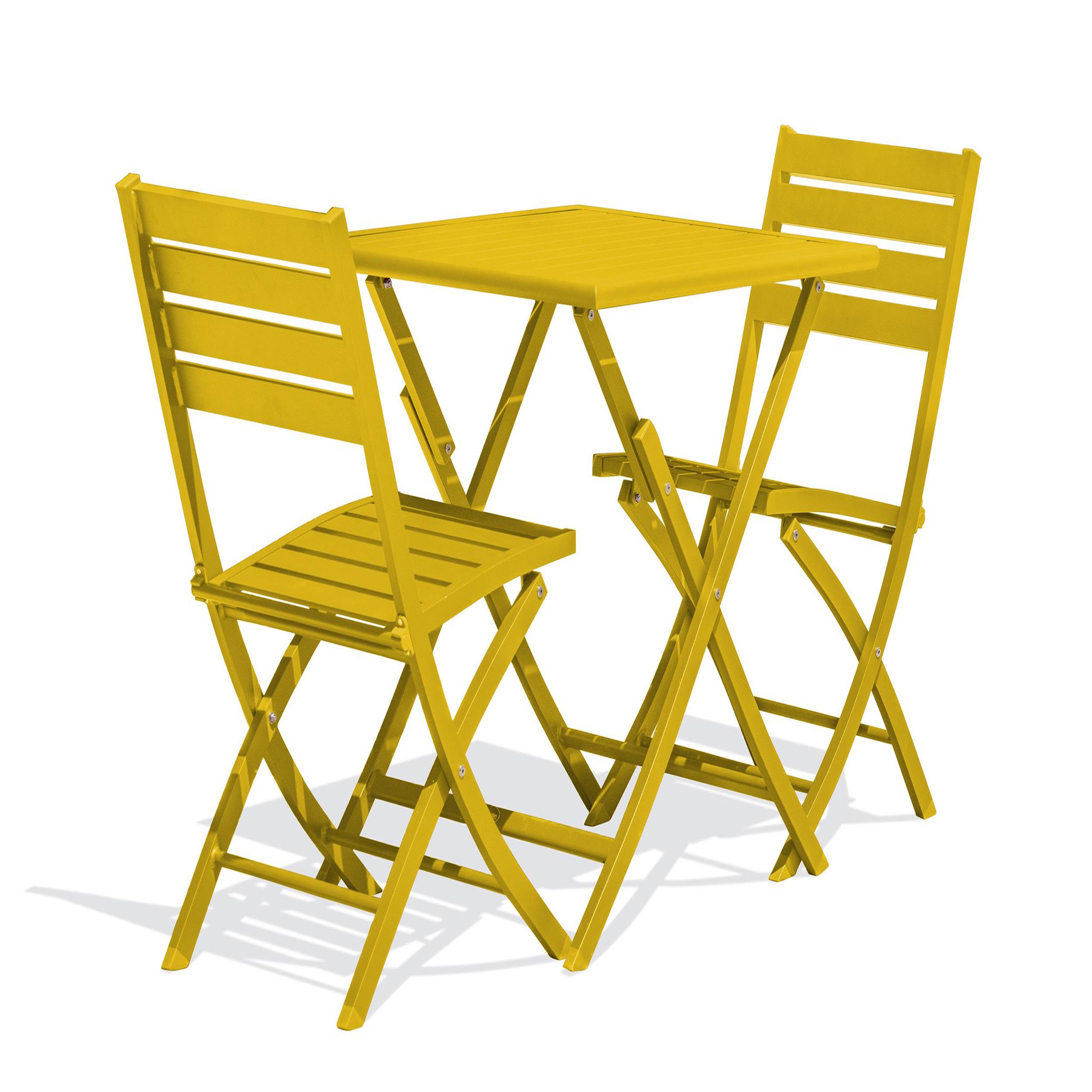DCB GARDEN Ensemble repas de jardin carré en aluminium (2 places)