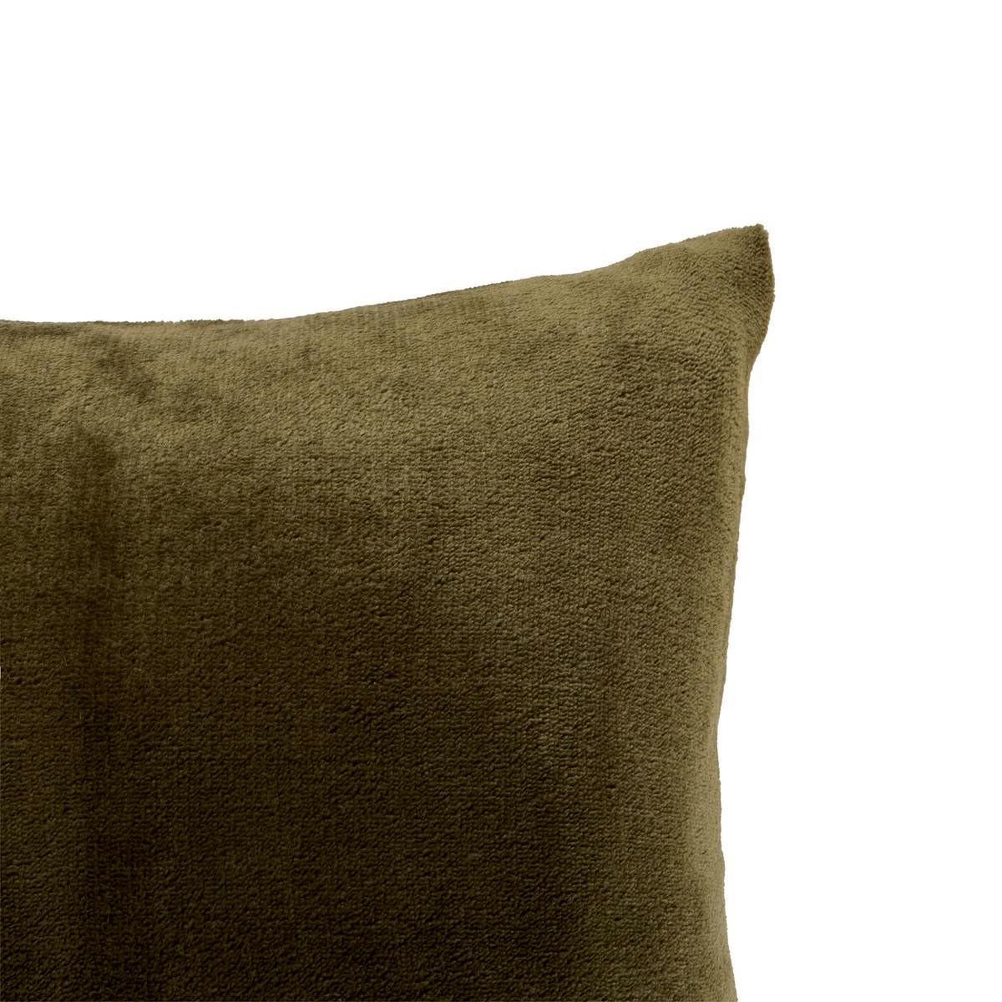 Voir la diapositive 2 : ATMOSPHERA Coussin en flanelle uni  ollis  38x38cm kaki