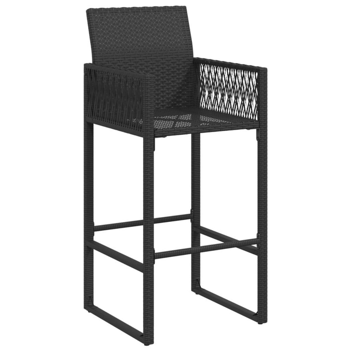 VIDAXL Tabourets de bar de jardin lot de 2 noir resine tressee