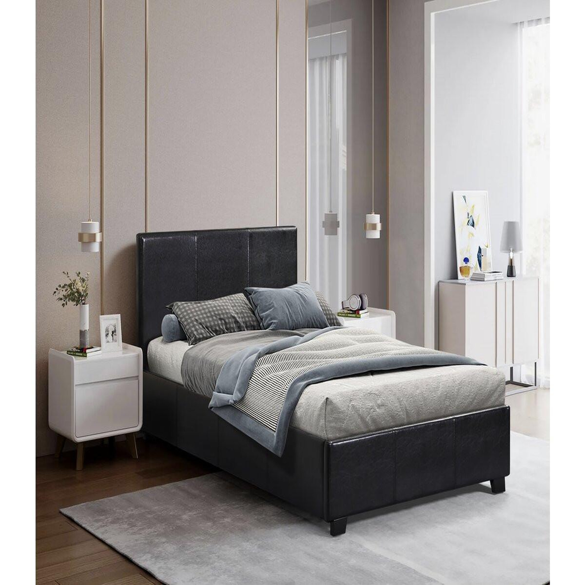 Voir la diapositive 2 : Habitat et Jardin Lit avec coffre  Carla  - 90 x 190 cm - Noir
