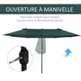 OUTSUNNY Parasol de jardin XXL parasol grande taille 4,6L x 2,7l x 2,4H m ouverture fermeture manivelle acier polyester haute densité vert