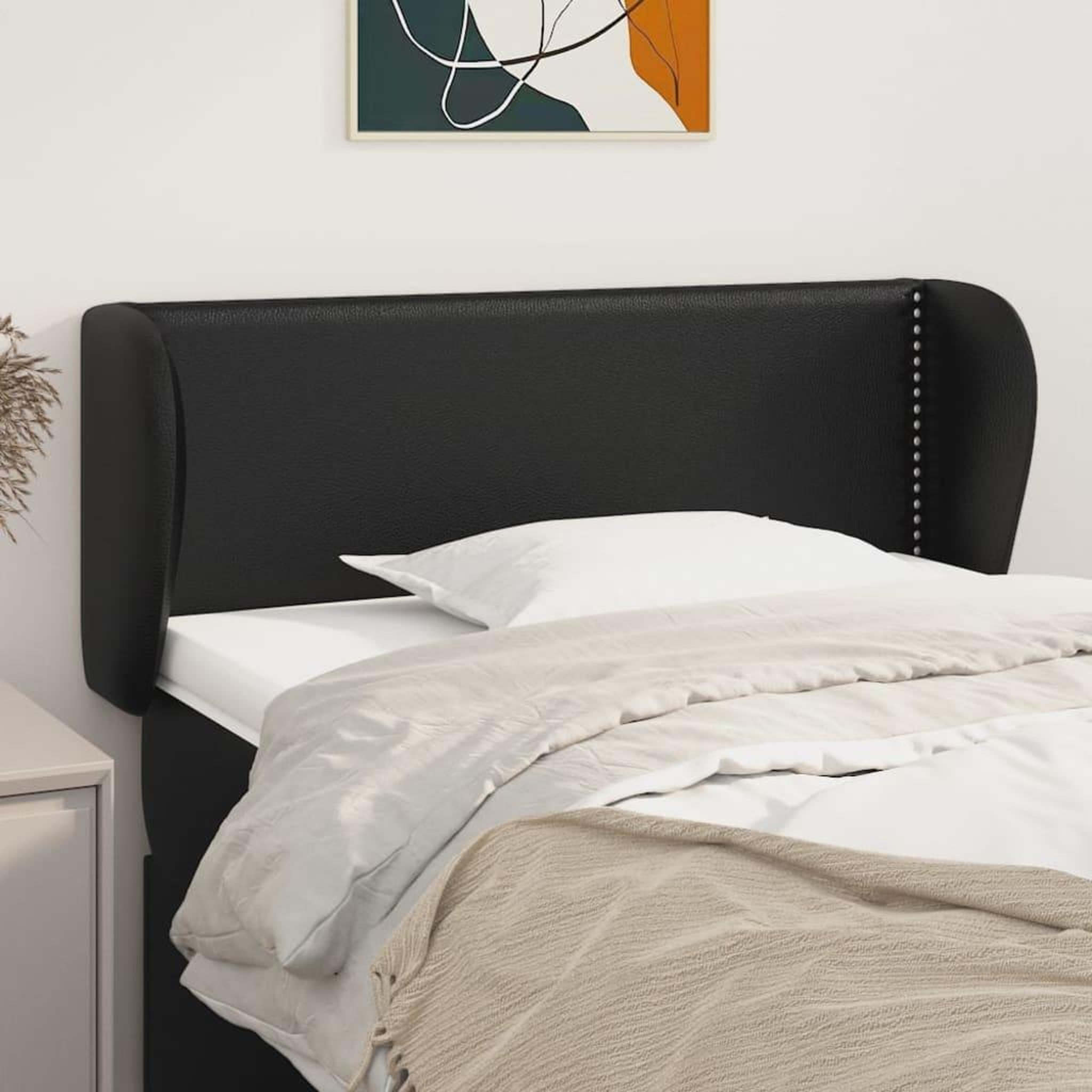Voir la diapositive 1 : VIDAXL Tete de lit avec oreilles Noir 103x23x78/88 cm Similicuir