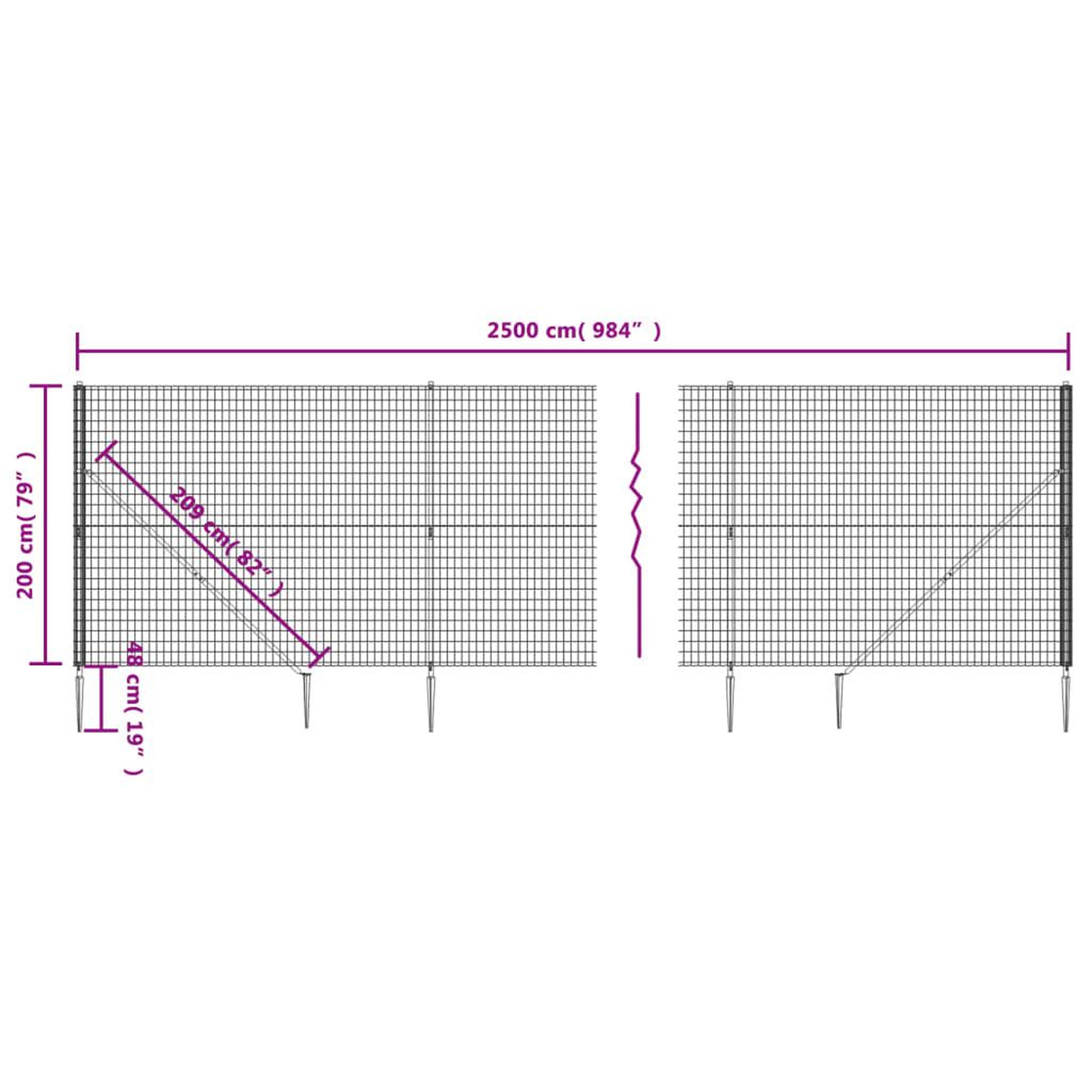 Voir la diapositive 6 : VIDAXL Cloture en treillis metallique et ancrage anthracite 2x25 m