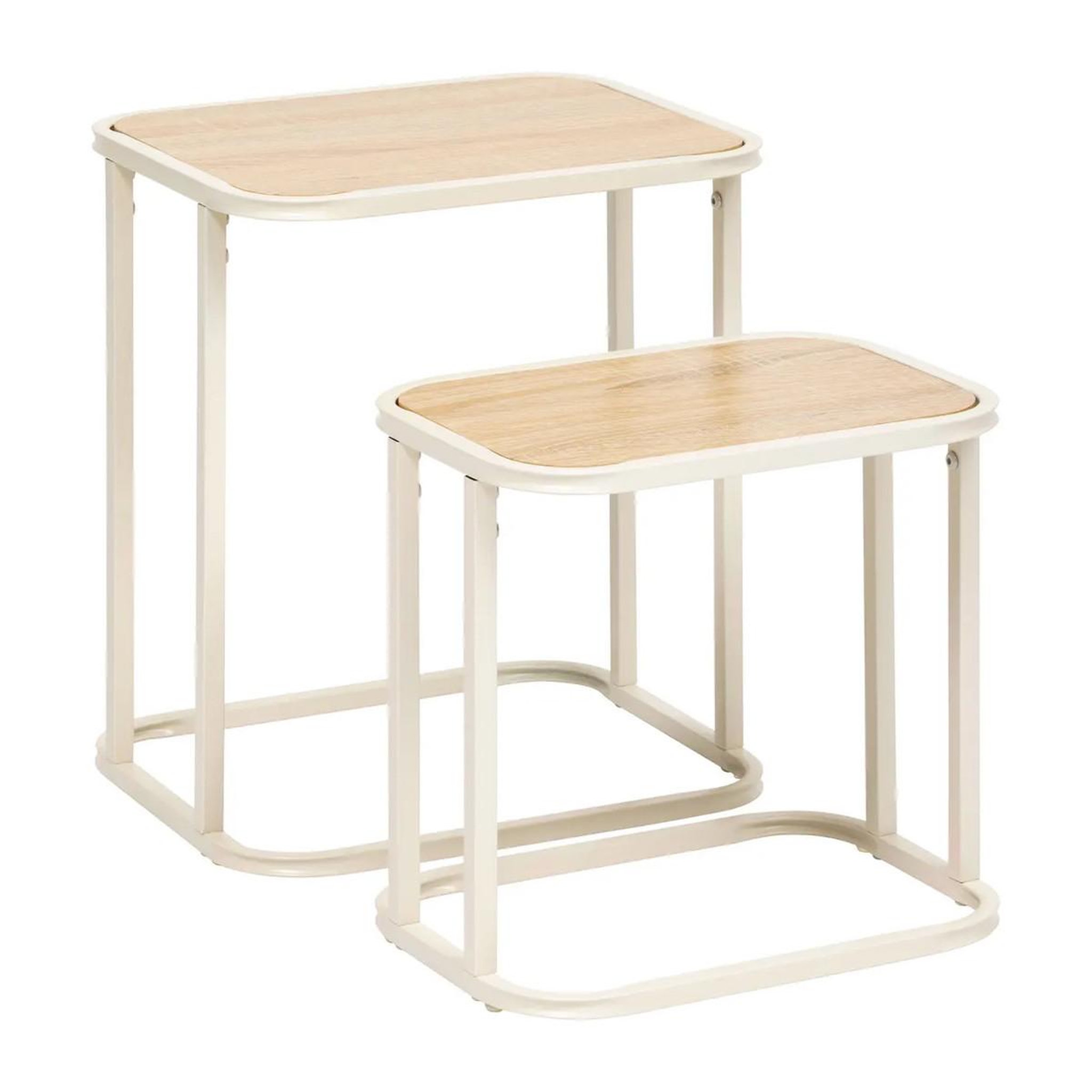 FIVE Lot de 2 tables d'appoint gigognes  curvy  46cm naturel