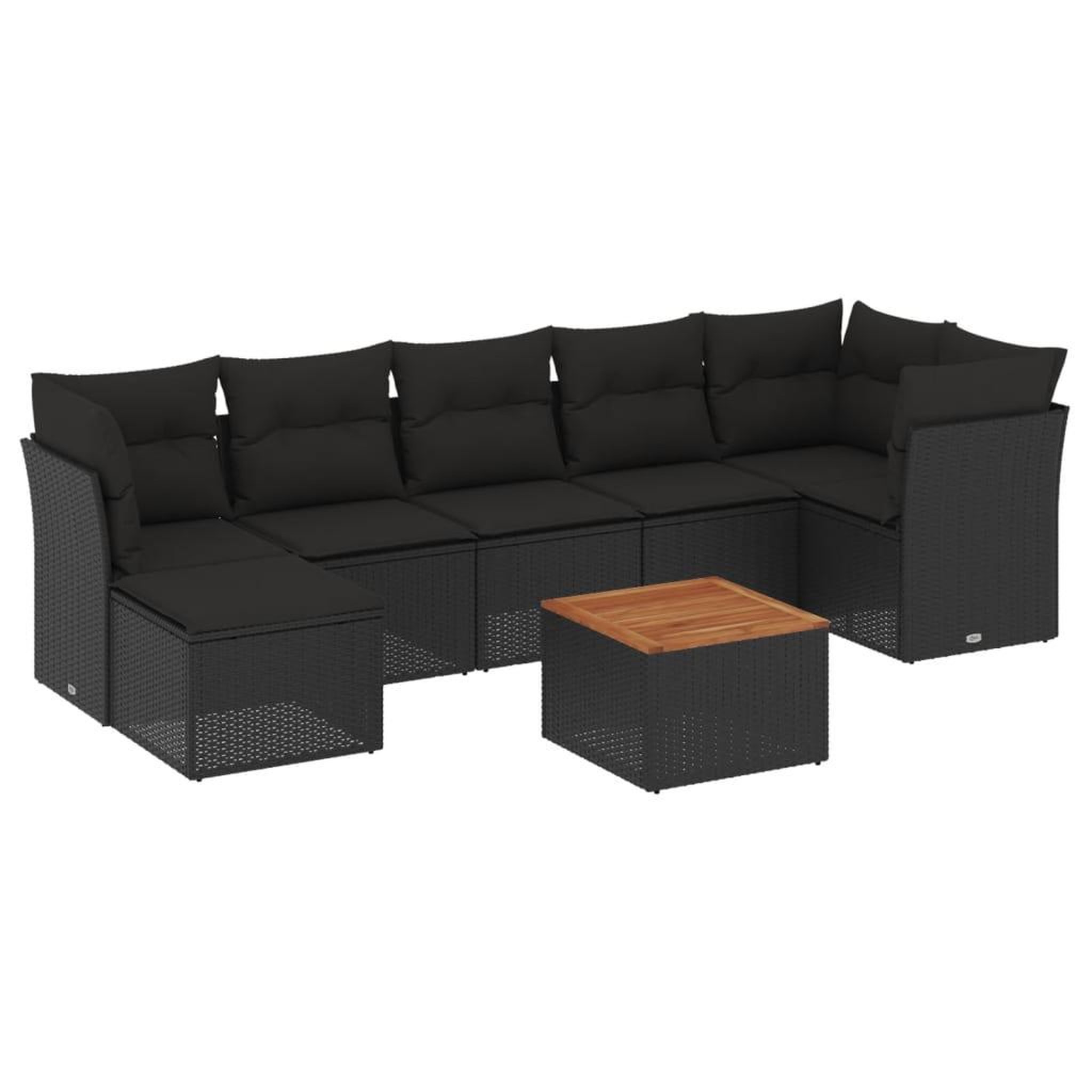 Voir la diapositive 2 : VIDAXL Salon de jardin 8 pcs avec coussins noir resine tressee