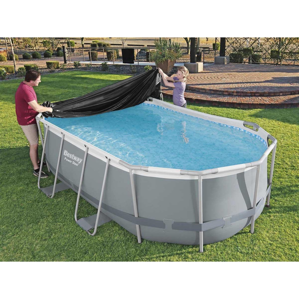 BESTWAY Bâche de protection 4 saisons pour piscine tubulaire Power Steel ovale 4,27 x 2,50 m - Bestway