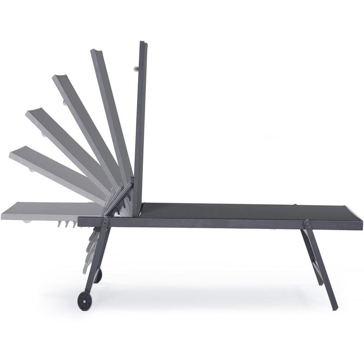 Habitat et Jardin Lot de 2 bains de soleil textilène aluminium  Jolia  - Gris foncé