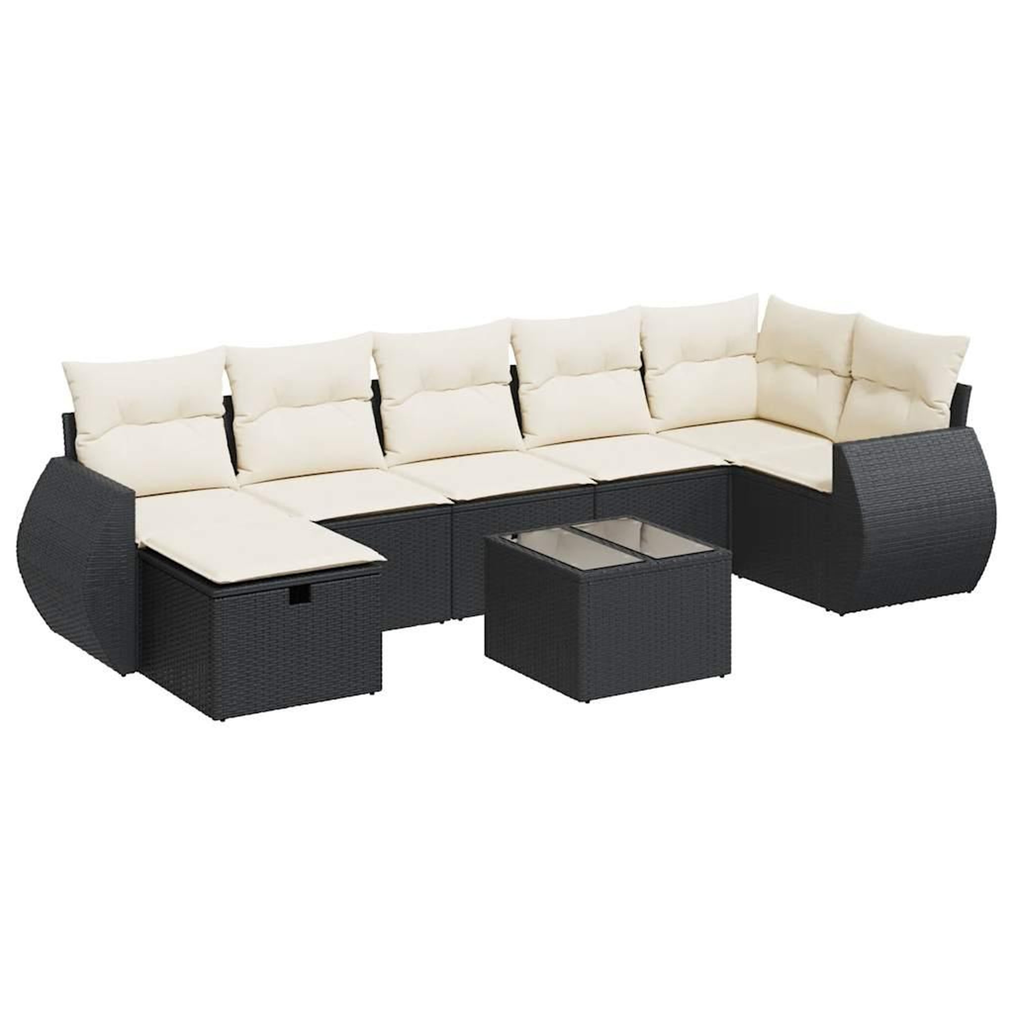 Voir la diapositive 2 : VIDAXL Salon de jardin 8 pcs avec coussins noir resine tressee