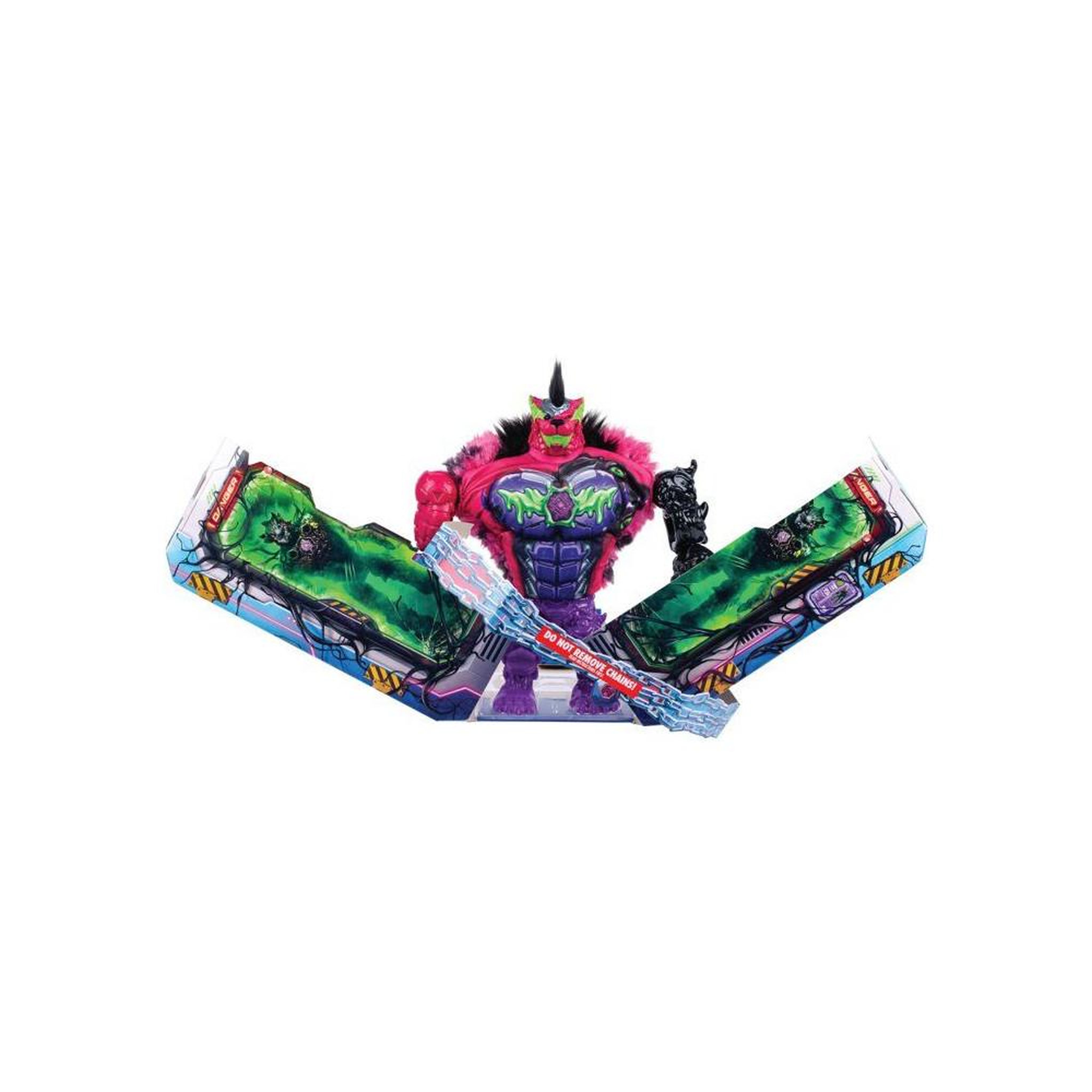 Voir la diapositive 2 : Figurine d'action Mega Mutators Necroclaw géante articulée 23 cm, effet surprise, couleurs violet/vert/noir