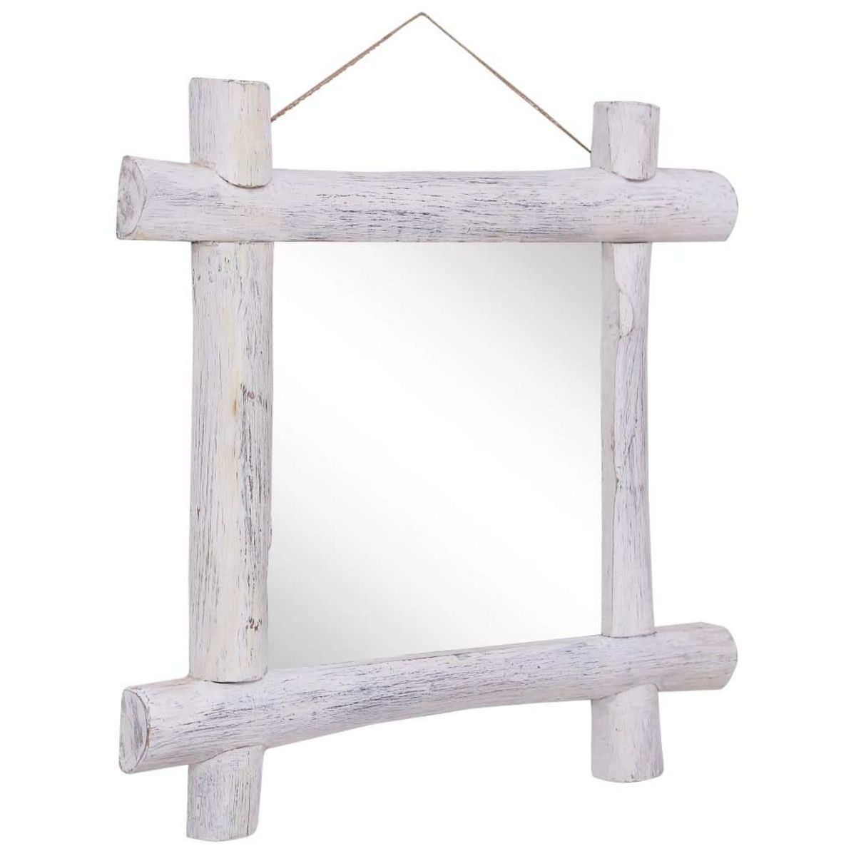 VIDAXL Miroir a buches Blanc 70x70 cm Bois de recuperation massif