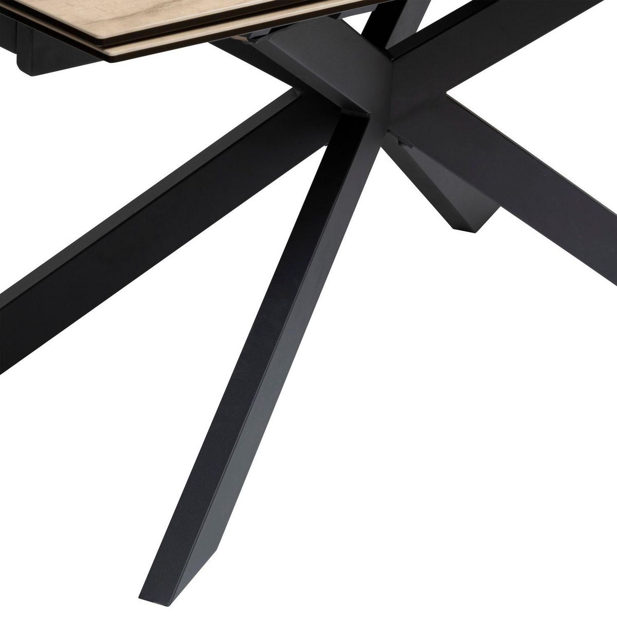ATMOSPHERA Table à manger extensible en céramique et métal pour 6 à 8 personnes - Beige