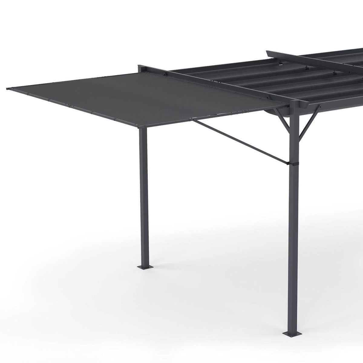 ID MARKET Auvent inclinable et réglable 250 x 150 cm pour pergola toit rétractable gris anthracite