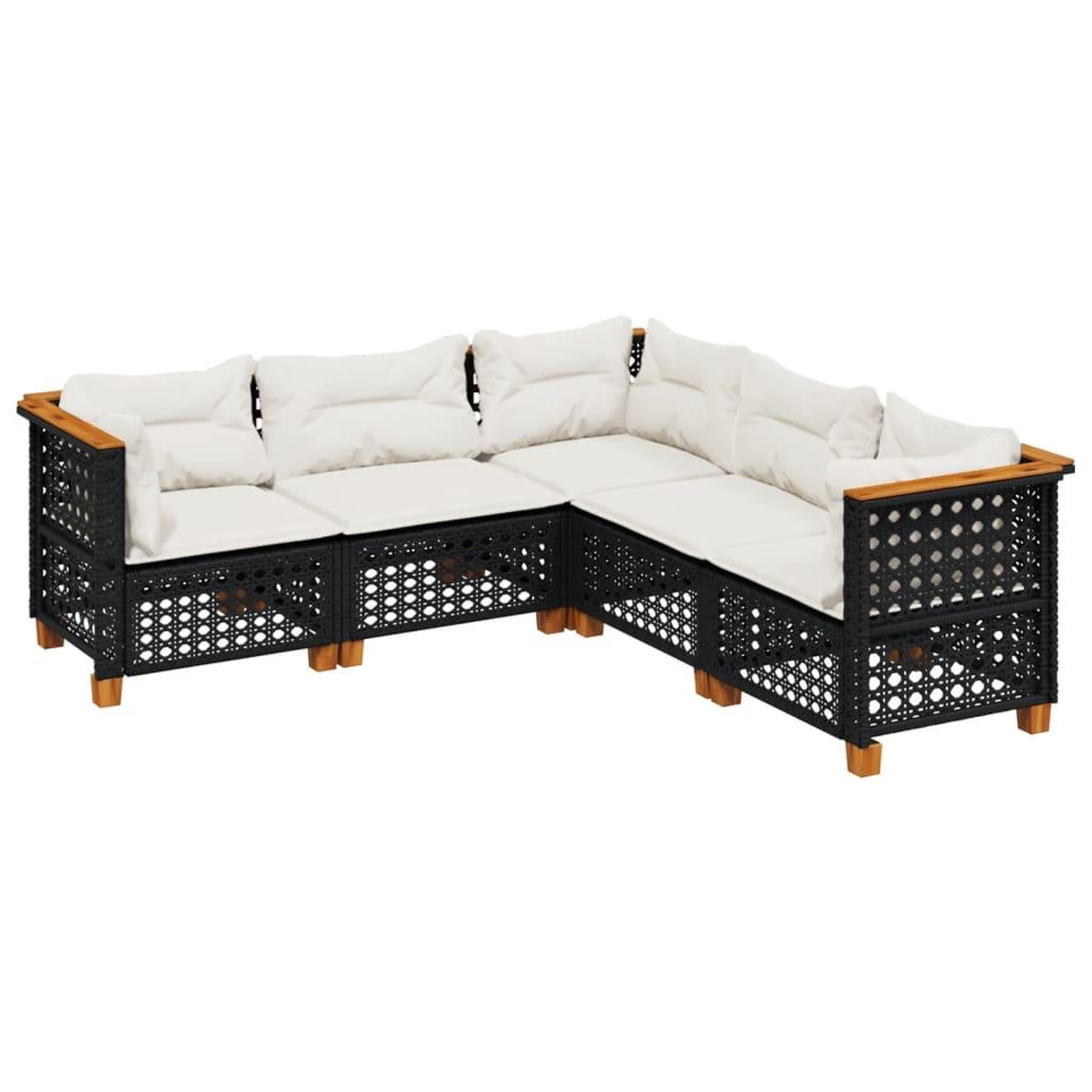 Voir la diapositive 2 : VIDAXL Salon de jardin 5 pcs avec coussins noir resine tressee