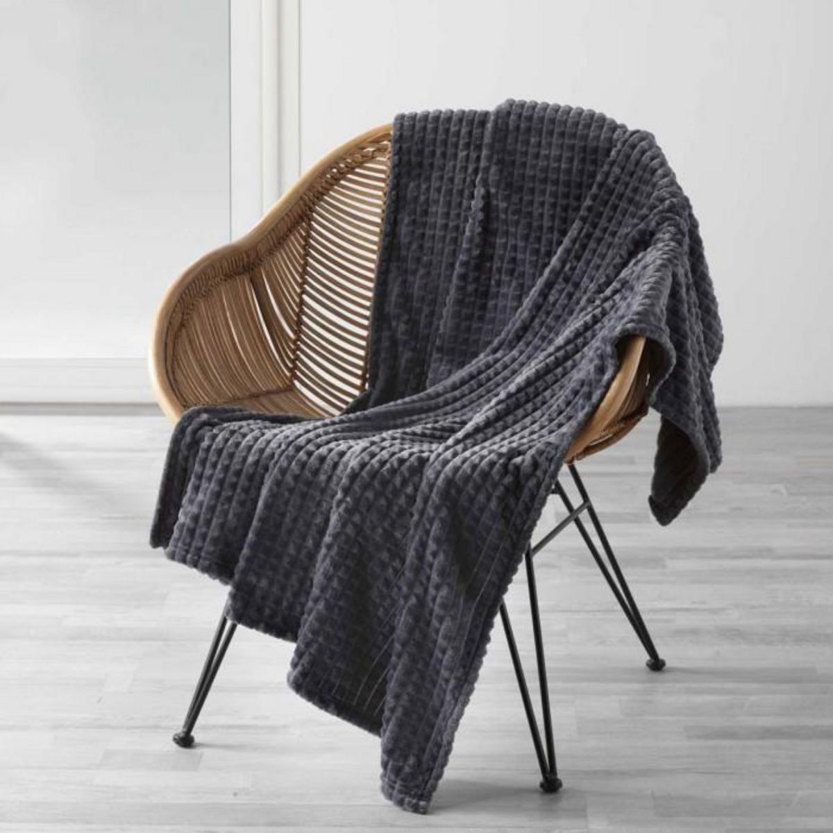 Paris Prix Plaid en Flanelle  Quincy  180x220cm Anthracite