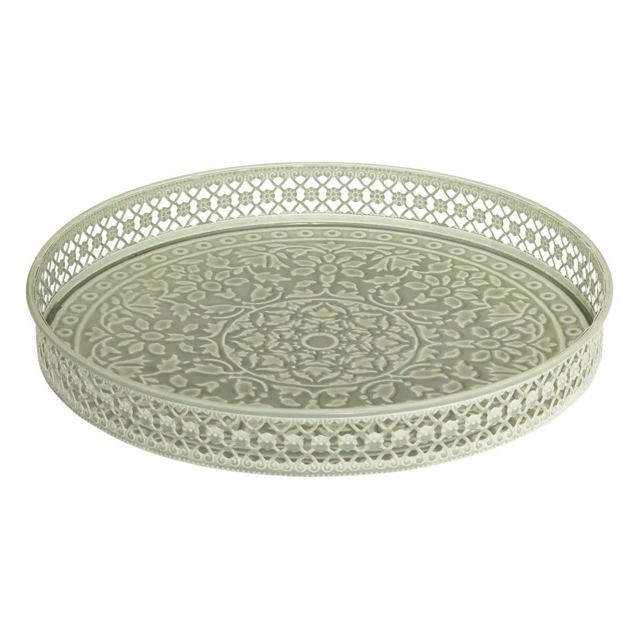Voir la diapositive 3 : ATMOSPHERA Lot de 2 plateaux déco  wild romance  31cm blanc & vert