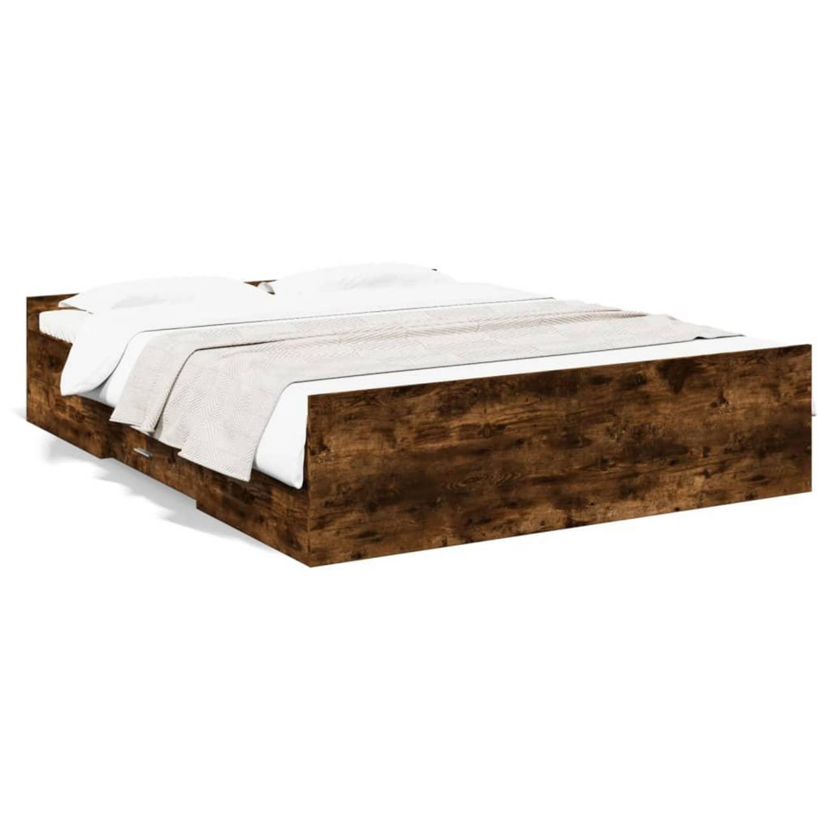 VIDAXL Cadre de lit avec tiroirs sans matelas chene fume 150x200 cm